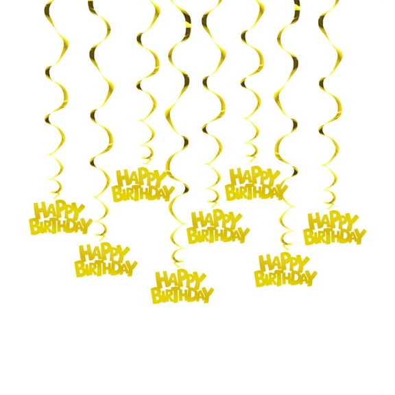 Ciwanning Decorative Happy Birthday Swirls Ornament Stylish Ceiling Hanging Party Decorations with Swirls for Birthday Event