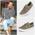 thumbnail image 6 of JENN ARDOR Women's Fashion Sneakers Classic Canvas Shoes Slip On Low Top Lace Up Casual Flats Perforated Lightweight Splicing Zipper Shoes, 6 of 9
