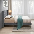 thumbnail image 3 of Velvet Button Tufted-Upholstered Bed with Wings Design - Strong Wood Slat Support - Easy Assembly - Gray, Queen, platform bed, 3 of 6
