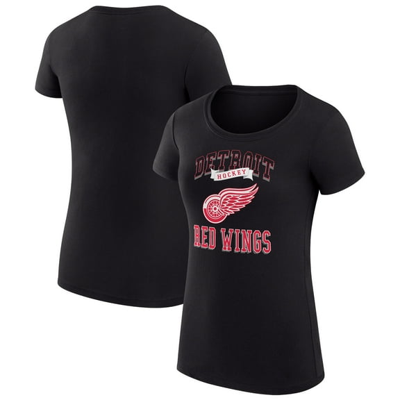 Women's G-III 4Her by Carl Banks Black Detroit Red Wings Super-Slim Fit Lightweight Team Logo Graphic T-Shirt