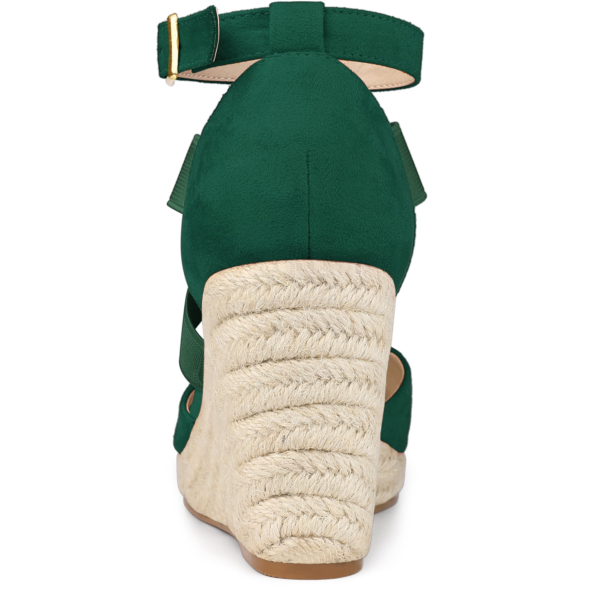 DARING DIVA Women's Espadrilles Closed Toe Wedges Heels Sandals Emerald Green 9.5