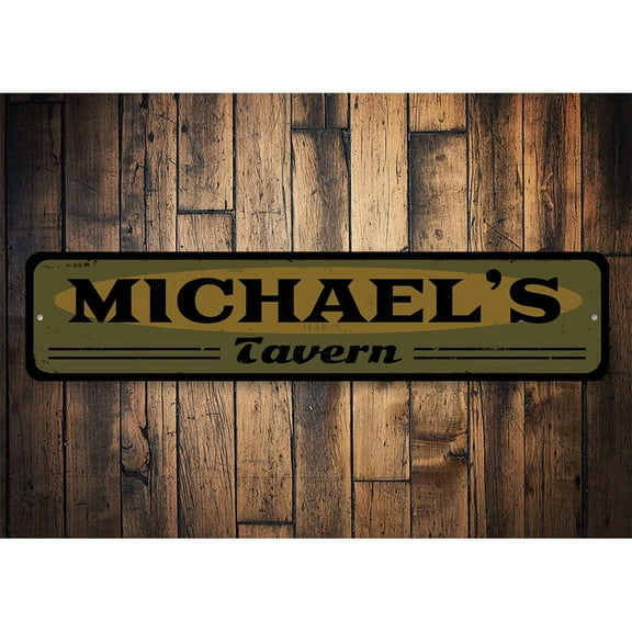 Tavern Name Novelty Sign, Metal Wall Decor - 4x18 inches