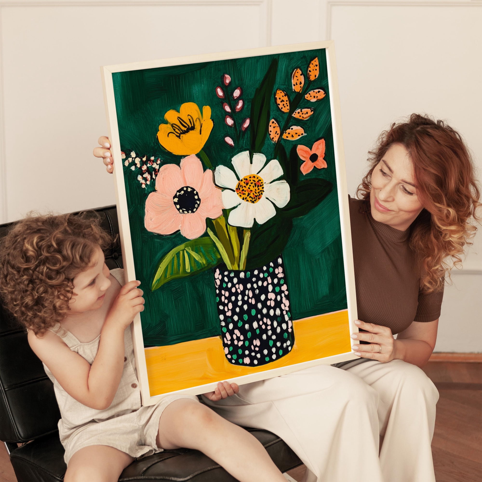 Colorful Floral Bouquet Print Abstract Botanical Art Home Decor Office Wall Art