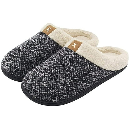 

Womens Cozy Memory Foam Slippers Mens Fuzzy Plush Fleece Lined House Shoes