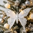 thumbnail image 5 of Clearance Under $2 Silver Butterfly Ornament, 3D Glitter Christmas Decor, 1PC, 16.5x12.5cm, Tree Wreath, Silver (C), 5 of 5
