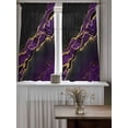 thumbnail image 4 of Marble Black Tier Curtains 45 Inch Length,Sheer Curtains for Bedroom Living Room Window Purple Gold Art Abstract Vintage Farmhouse Voile Drapes Kitchen Curtains Small Half Window 27.5"x45" 2 Panels, 4 of 7