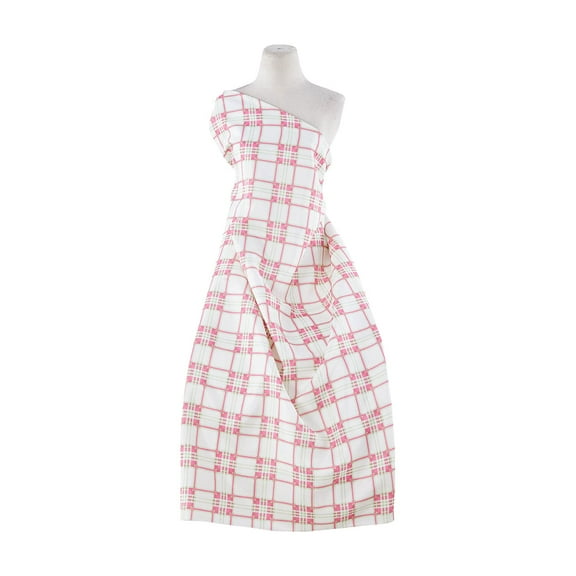 Zelouf Plaid On Shantung , Sewing, DIY, Crafts Fabric by the Yard, Pink/green, 3 Yard