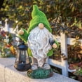 thumbnail image 4 of TERESA'S COLLECTIONS Christmas Resin Gnome Statue with Solar Lights, Outdoor Garden Decor, Gift for Mom, 4 of 7