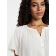 thumbnail image 5 of Time and Tru Women's Cotton Button Up Blouse with Short Sleeves, Sizes XS-XXXL, 5 of 6