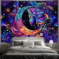 thumbnail image 7 of Simpkeely Blacklight Moon and Star Tapestry, Elegant Goddess UV Reactive Sun Mandala Wall Hanging Tapestries, Colorful Boho Aesthetic Tapestry for Bedroom, Living Room - 51.2" x 59.1", 7 of 7