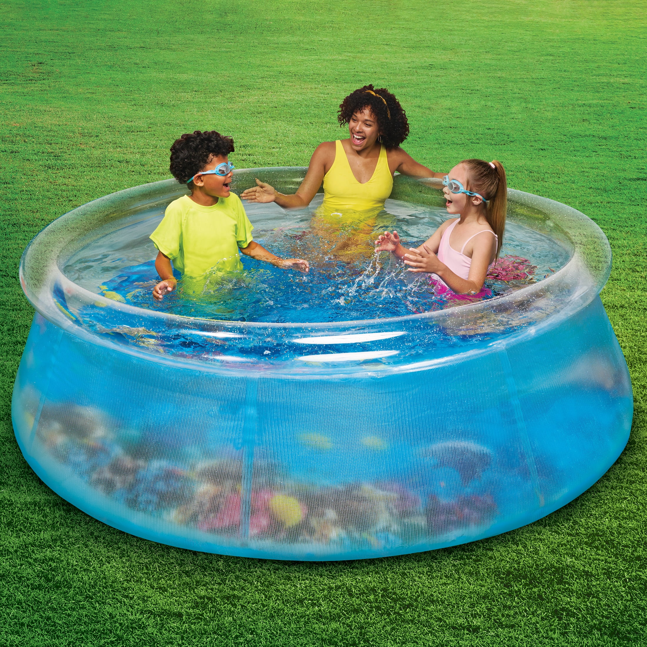 3D quick set Pool Inflatable 8 Ft x top 30 In. Transparent With 2 Goggles