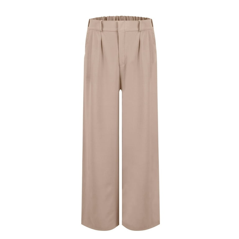 【BOK PLACE】Inner Button Clip Summer Linen L Wide Slacks Pt USOCUTE Women's Linen Casual High Waist Wide Leg Straight