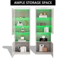 thumbnail image 5 of Merluxy 2 Piece Bookcase Storage Cabinet, Wood Glossy Bookshelf with 3-Tier Shelves, Living Room, White, 5 of 7