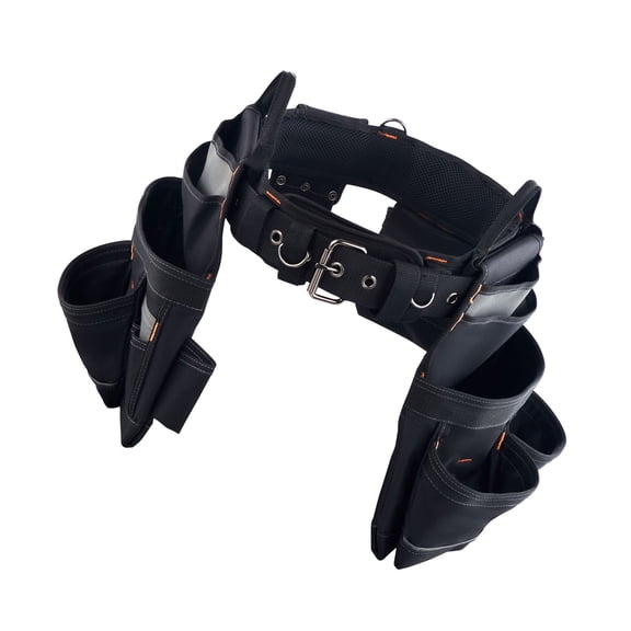 Dranite 18-Pocket Heavy Duty Professional Tool Belt with Detachable Pouch, Adjustable Work Belt (31-51in) for Electricians, Carpenters, Construction Utility Apron Organizer