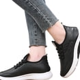 thumbnail image 7 of Women Waterproof Leather Winter Sneakers Elastic No Tie Lace Up Warm Fleece Lined Lightweight Cushion Walking Shoes, 7 of 7