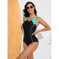 thumbnail image 3 of Charmo One Piece Athletic Racerback Swimsuit Women Slimming Bathing Suits Color Block Training Swimwear for Women, 3 of 6