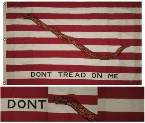 3x5 Embroidered First Navy Jack Gadsden 100% Cotton Flag 3'x5' Banner W/ 3 Clips