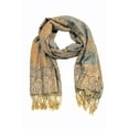 thumbnail image 2 of Sakkas Double Layer Jacquard Paisley Pashmina Shawl / Wrap / Stole - Grey / Champagne - One Size, 2 of 4