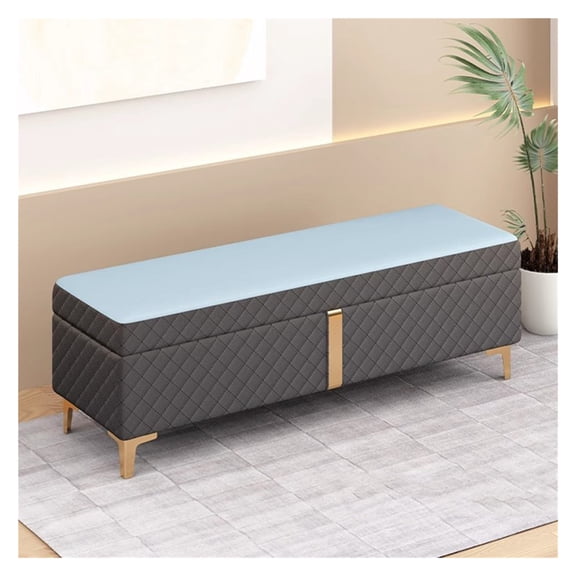 Storage Ottoman Bench Upholstered End of Bed Ottoman Bench with Storage and Seating,Mid-Century Dining Table Bench Long Shoe Bench for Entryway