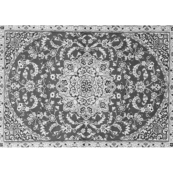 Ahgly Company Indoor Rectangle Medallion Gray Traditional Area Rugs, 5' x 8'