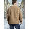 thumbnail image 5 of MANSDOUR Men's Winter Fleece lined Jacket Cotton Warm Sherpa Cargo Jackets Thermal Lapel Trucker Work Coat Khaki L, 5 of 7