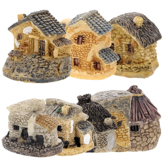 8Pcs Mini Resin House Decor for Decorating Toy Room Supplies Creative Cartoon Figurine