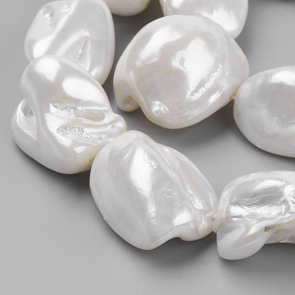 5 Strand Shell Pearl Beads Strands WhiteSmoke 9~28x8~27x7~20mm Hole: 1mm about 17~23pcs/strand 15.7 inch(39.8cm)
