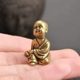 thumbnail image 5 of Mini Portable Retro Brass Little Monk Buddha Zen Statue Pocket Sitting Hand Toy Home Office Desk Decorative Ornament, 5 of 6