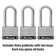 thumbnail image 3 of Candado de Acero Inoxidable Master Lock Exterior Llave Paquete de 3 Unidades, 3 of 7
