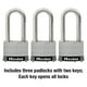 thumbnail image 3 of Candado de Acero Inoxidable Master Lock Exterior Llave Paquete de 3 Unidades, 3 of 7