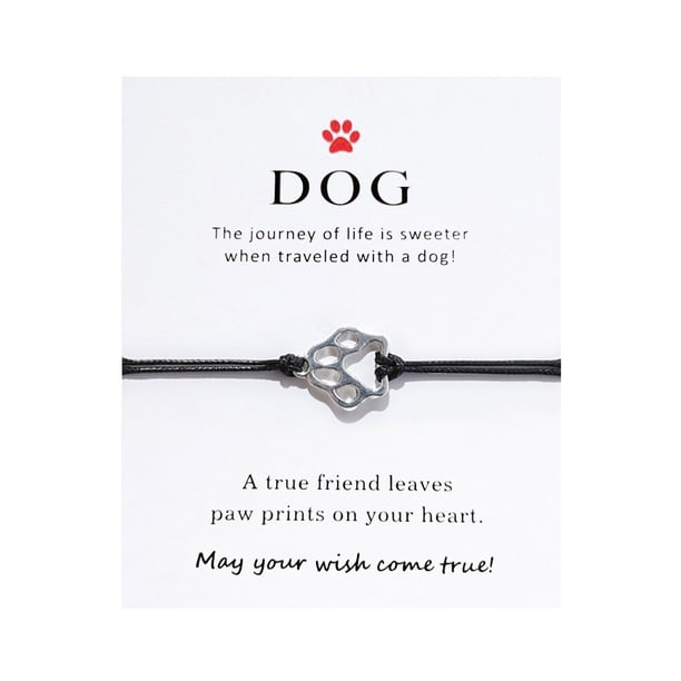Trenza de alambre encerado pulsera ajustable Pushpull perro DOG bendición tarjeta pulsera