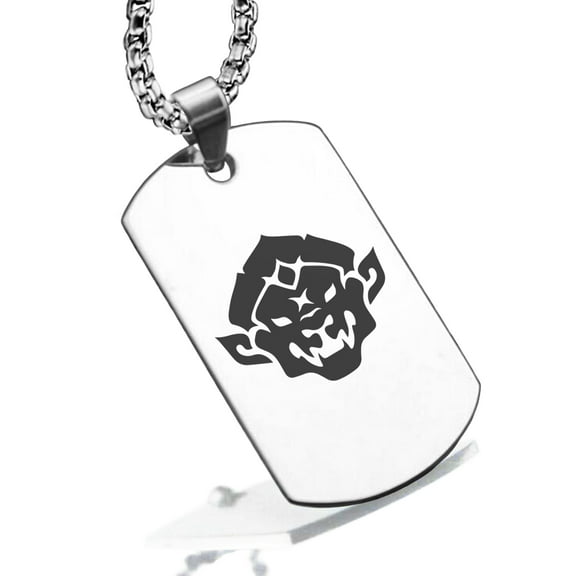 Stainless Steel Year of the Monkey Zodiac Dog Tag Pendant Necklace