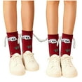 thumbnail image 2 of CYBIBO Funny Christmas Fuzzy Socks, Magnetic Holding Hand Socks, Christmas Stocking Stuffers for Women Men Couples, White Elephant Novelty Socks Gifts for Winter Xmas, Red B, 2 of 5
