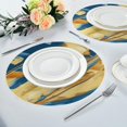 thumbnail image 3 of Set de 4 Sets de Table Ronds en Marbre Jaune Camouflage Anti-Rides Résistance à la Chaleur Tapis de Table Lavables, 3 of 6