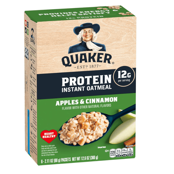 Protein Instant Oatmeal, Apple Cinnamon, 12g Protein per Serving, Whole Grains, No Artificial Flavors, No Added Colors, 2.11 oz Packets, (6 Pack)