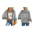thumbnail image 2 of Women'S 3/4 Sleeve Boho Cardigan Geo Printed Open Front Jackets Outerwear Light Gray L, 2 of 7