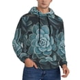 thumbnail image 2 of Lsque Blue Color Cactus Pattern Casual Men's Hoodie,Hooded Sweatshirt with Kangaroo Pocket,Pullover Hoodie-Medium, 2 of 7