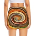 thumbnail image 4 of Xecao's Colorful Swirl for a double-layer running short for women, perfect for gym, tennis, and more, featuring a convenient pocket., 4 of 9