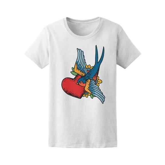 Traditional Style Bird & Heart T-Shirt Women -Image by Shutterstock, Female XX-Large
