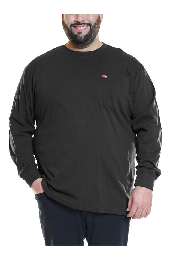 Mens Big and Tall Cotton Pocket Tee with Long Sleeves, Sizes 1XL-6XL