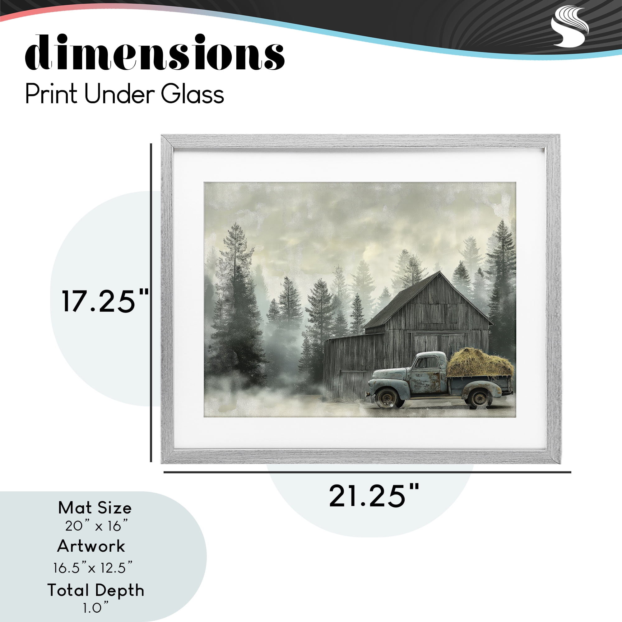 Stupell Industries Vintage Pickup at Misty Barn Gray Framed Print Under Glass, design by Imagine It Images