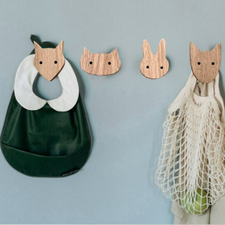 Modern Wall Hooks Cat/rabbit/dog/fox Coat Hook Clothes Animal Decorative  Hooks Wall Hook Children Room Decoration Key Holder OAK LION 