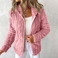thumbnail image 7 of Lenpel Fleece Jackets for Women 2024 Fashion Solid Color Zip up Hooded Fuzzy Warm Coat Plush Fall Winter Outwear, 7 of 7