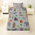 thumbnail image 4 of Manfei Wildlife Animal Twin Sheets, Cartoon Elephant Zbera Bedding, Gray, 3-Piece, 1 Flat Sheet, 1 Fitted Sheet and 1 Pillowcase, 4 of 6