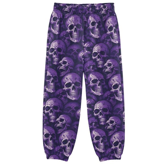 Purple Skull Boys Pants Kids Casual Sweatpants Joggers Toddler Sports Pants 3-10 Years