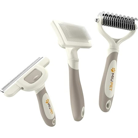 Professional Deshedding Dog Brush Grooming Kits for Long-Haired Dogs and Cats - Dog Deshedding Brush and Slicker Brush Set 3 in 1 Gift Box for Long Hair Pets like Golden Retriever