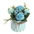 thumbnail image 1 of DOLITY Artificial Flower Bonsai Simulation Hydrangea Flower Fake with Vase for Festival Blue, 1 of 9