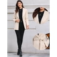 thumbnail image 2 of DARING DIVA Women's Lapel Collar One Button Overcoat with Belt XL Beige, 2 of 7