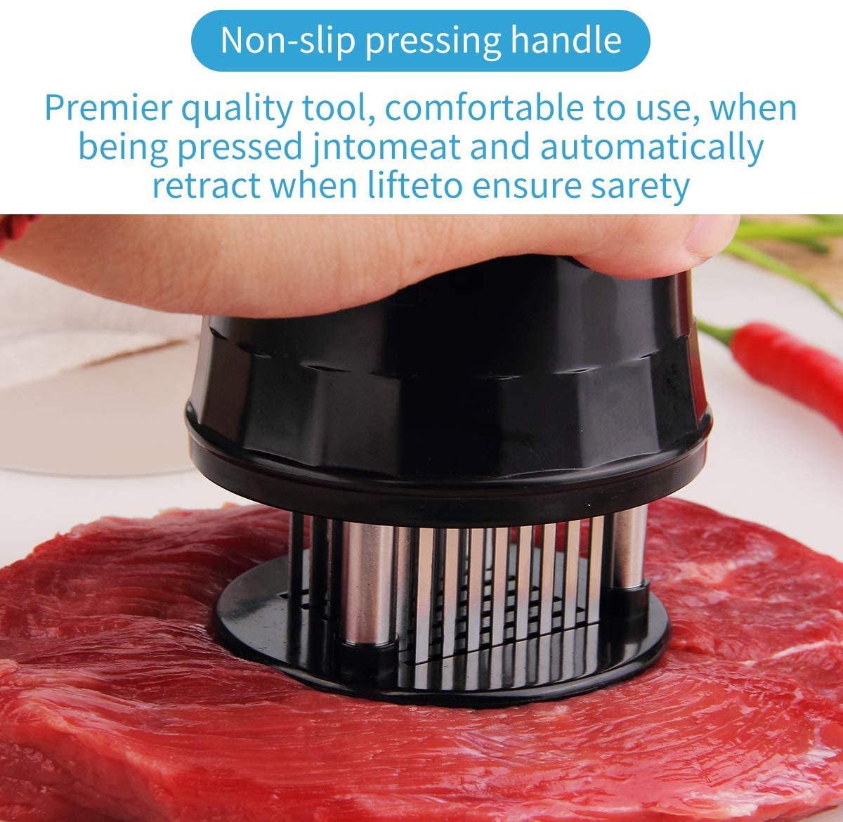 Perfect 56 Stainless Steel Ultra Blades for Tenderizing Beef Pork and Lamb Premium Cooking Tools Accessories Chicken Steaks Needle Meat Tenderizer Premium Professional Meat Tenderizer Tool