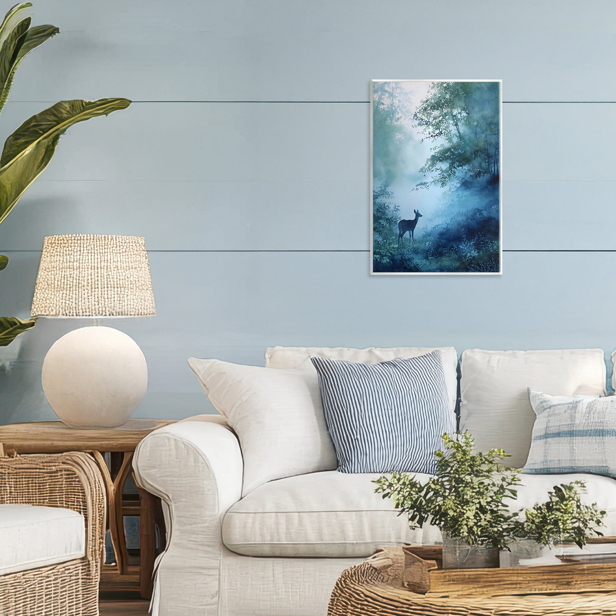Stupell Industries Blue Dawn Deer in Mist Wall Plaque Art, design by Franklyn Gregory